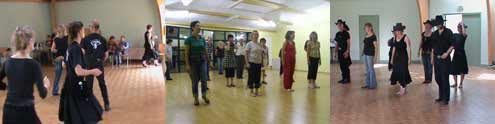 People learning country dancing