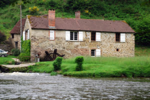 Watermill and river landscape