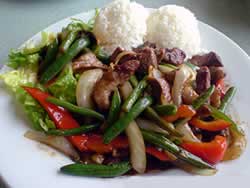 Stir Fried Beef with French Beans and Chard