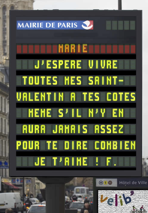 Paris Posts People’s Valentine Messages on City Billboards