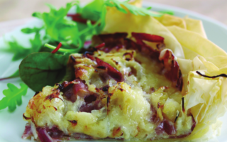 French Emmental & Roscoff onion tart with a beurre blanc sauce