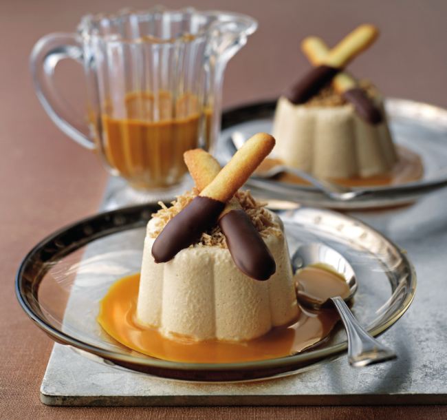 Chestnut creams with caramel sauce