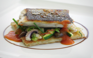 Grilled sea bass with ratatouille
