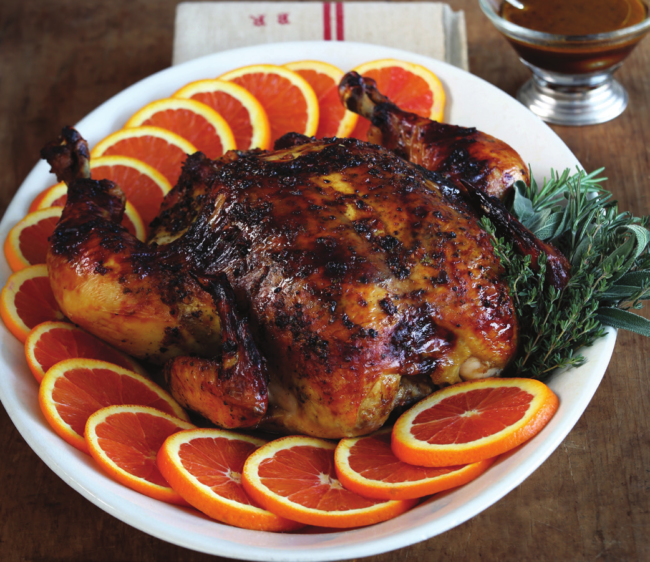 Succulent Roast Chicken with Oranges and Black Olives