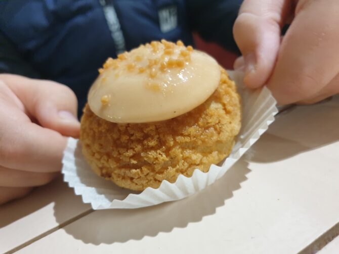 Mini caramel choux from La Belle Helene, Rouillac (a speciality of theirs in various flavours, nom nom nom!)