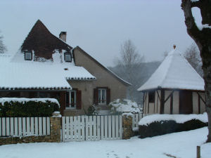 The Howards' house in the snow