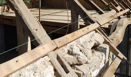 A stringline shows how much the roof and walls were out of line