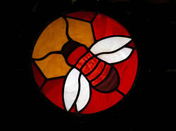 Buzz Buzzing Bee stained glass window