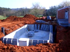 Foundations for the swimming pool to go with the new build in France
